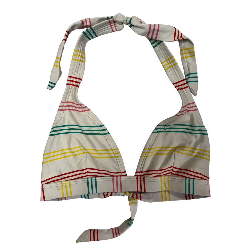 Patagonia Kupala Bikini Top‎ Womens Medium White Multi Color Striped Halter